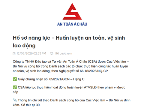 Hồ sơ năng lực - Huấn luyện an toàn, vệ sinh lao động